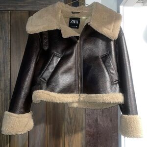 Zara Crop shearling jacket